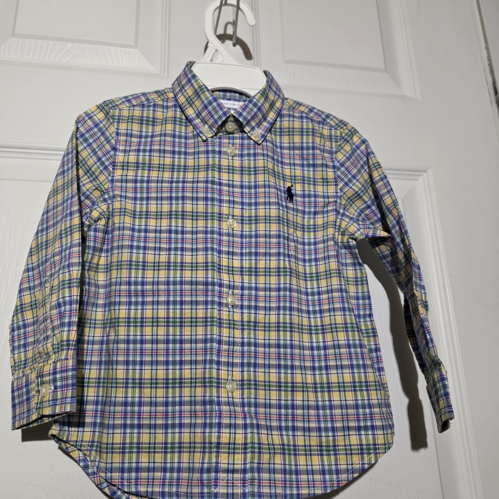 Ralph Lauren Kids Plaid Button Down Shirt - Yellow, Blue, Green